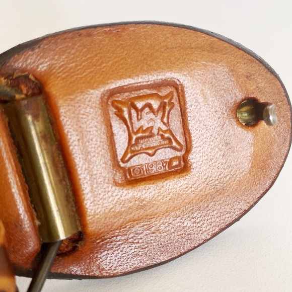 SOLD Vintage Embossed Rose Leather Belt - Picture 2 of 5